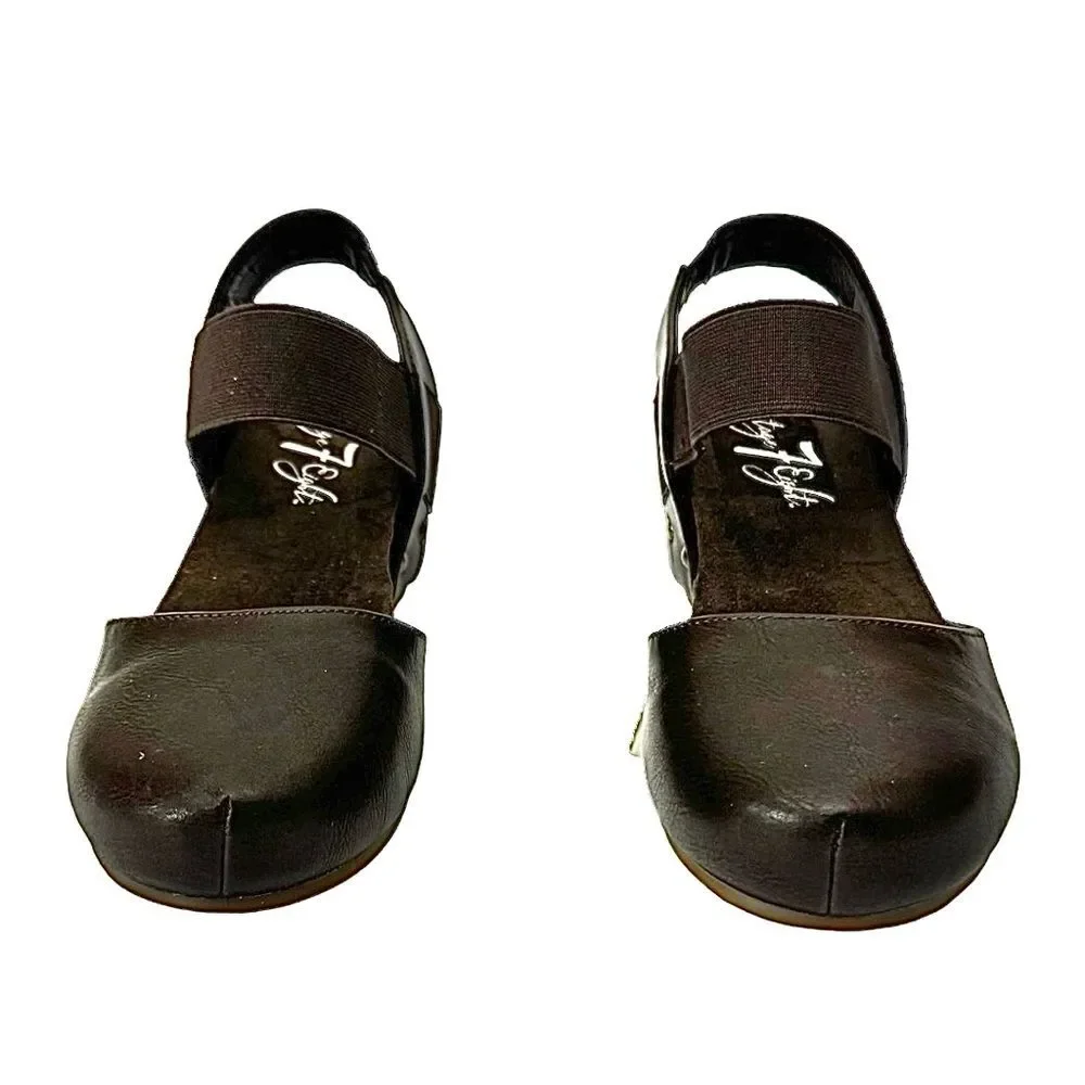 Vintage 7 Eight Brown Leather Wedge Sandals Women’s Size 6.5 Comfortable Chic - Picture 5 of 10